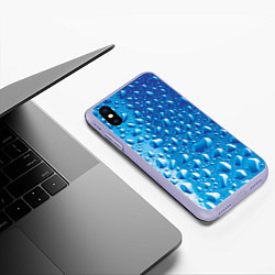 Чехол iPhone XS Max матовый Капли воды, цвет: 3D-светло-сиреневый — фото 2