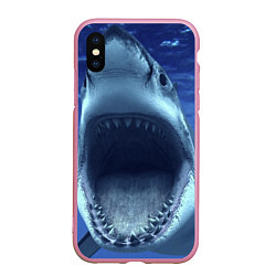 Чехол iPhone XS Max матовый Белая акула, цвет: 3D-розовый