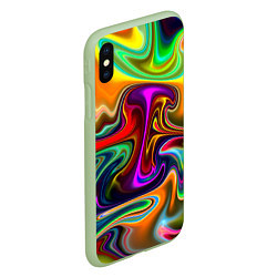 Чехол iPhone XS Max матовый Неоновые разводы, цвет: 3D-салатовый — фото 2