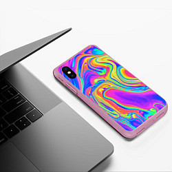 Чехол iPhone XS Max матовый Цветные разводы, цвет: 3D-розовый — фото 2