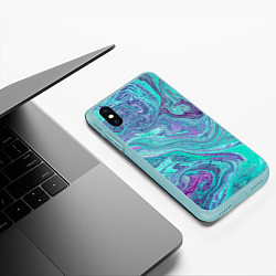 Чехол iPhone XS Max матовый Смесь красок, цвет: 3D-мятный — фото 2