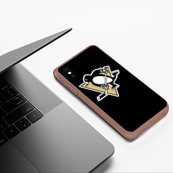 Чехол iPhone XS Max матовый Pittsburgh Penguins: Malkin, цвет: 3D-коричневый — фото 2