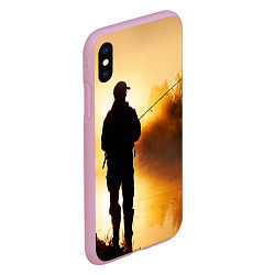 Чехол iPhone XS Max матовый Вечерний рыбак, цвет: 3D-розовый — фото 2