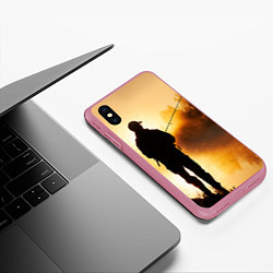 Чехол iPhone XS Max матовый Вечерний рыбак, цвет: 3D-малиновый — фото 2