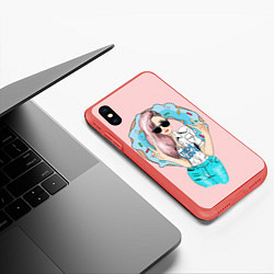 Чехол iPhone XS Max матовый Моя любовь - пончики, цвет: 3D-красный — фото 2