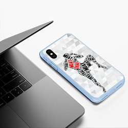 Чехол iPhone XS Max матовый Muay thai Words, цвет: 3D-голубой — фото 2