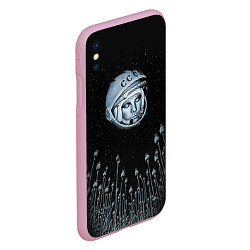 Чехол iPhone XS Max матовый Гагарин в небе, цвет: 3D-розовый — фото 2