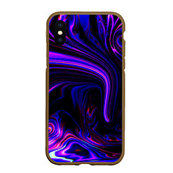 Чехол iPhone XS Max матовый Цветные разводы, цвет: 3D-коричневый