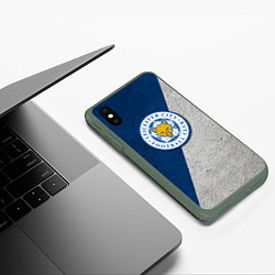 Чехол iPhone XS Max матовый Leicester City FC, цвет: 3D-темно-зеленый — фото 2