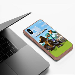 Чехол iPhone XS Max матовый Minecraft Rider, цвет: 3D-коричневый — фото 2