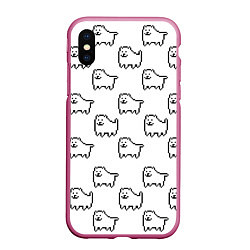 Чехол iPhone XS Max матовый Undertale Annoying dog white, цвет: 3D-малиновый