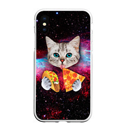 Чехол iPhone XS Max матовый Кот с едой, цвет: 3D-белый