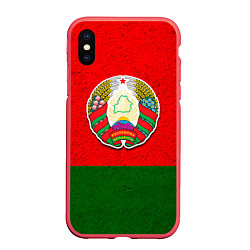 Чехол iPhone XS Max матовый Герб Беларуси, цвет: 3D-красный