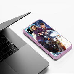 Чехол iPhone XS Max матовый 11 доктор на мотоцикле, цвет: 3D-сиреневый — фото 2