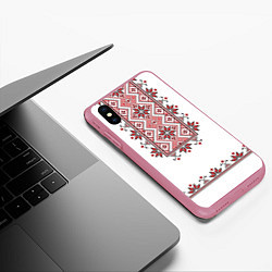 Чехол iPhone XS Max матовый Вышивка 41, цвет: 3D-малиновый — фото 2