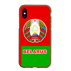 Чехол iPhone XS Max матовый Belarus Patriot, цвет: 3D-коричневый