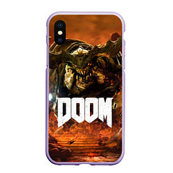 Чехол iPhone XS Max матовый DOOM 4: Hell Cyberdemon, цвет: 3D-светло-сиреневый