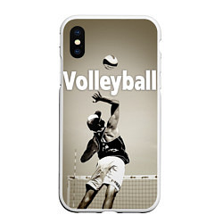 Чехол iPhone XS Max матовый Волейбол - удар в прыжке, цвет: 3D-белый