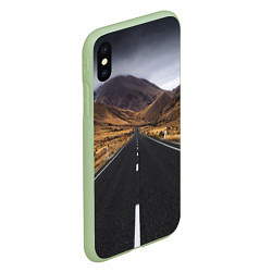 Чехол iPhone XS Max матовый Пейзаж горная трасса, цвет: 3D-салатовый — фото 2