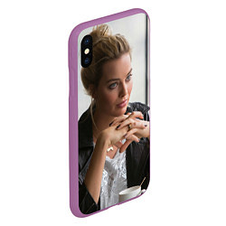 Чехол iPhone XS Max матовый Робби Марго в кафе, цвет: 3D-фиолетовый — фото 2