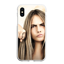 Чехол iPhone XS Max матовый Cara Delevingne, цвет: 3D-белый