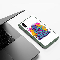 Чехол iPhone XS Max матовый Hotline Miami: Throne, цвет: 3D-темно-зеленый — фото 2