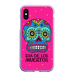 Чехол iPhone XS Max матовый Мексиканский череп, цвет: 3D-светло-сиреневый