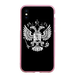 Чехол iPhone XS Max матовый Двуглавый орел, цвет: 3D-розовый