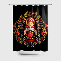 Шторка для ванной Матрешка - хохлома