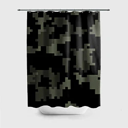 Шторка для душа Камуфляж пиксельный: черный/серый, цвет: 3D-принт