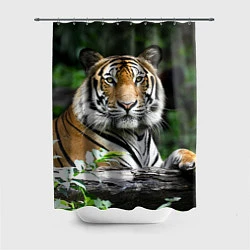 Шторка для ванной Тигр в джунглях