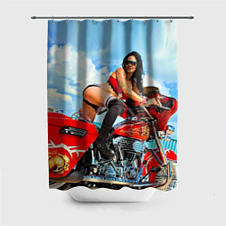 Шторка для ванной Sexy girl on red bike