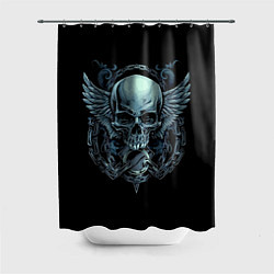Шторка для ванной Череп с крыльями и цепями