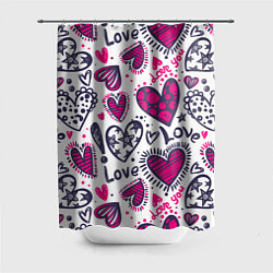 Шторка для душа Love - pink hearts, цвет: 3D-принт