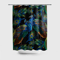 Шторка для ванной Павлины - вышивка гладью