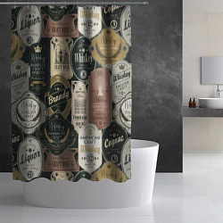 Шторка для душа Этикетки мира Виски, цвет: 3D-принт — фото 2