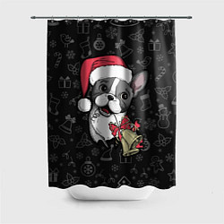 Шторка для ванной Merry Christmas - french bulldog