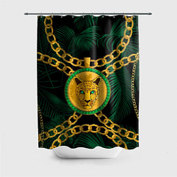 Шторка для ванной Золотой леопард и цепь