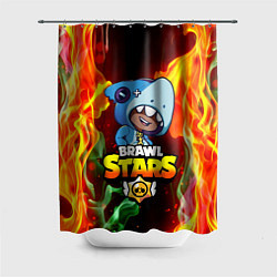 Шторка для душа BRAWL STARS LEON SHARK, цвет: 3D-принт