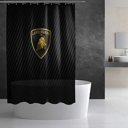 Шторка для душа Lamborghini logo n carbone, цвет: 3D-принт — фото 2