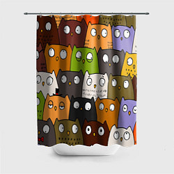 Шторка для душа СОВЫ КОТИКИ, цвет: 3D-принт