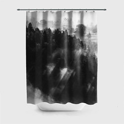 Шторка для душа Туман в лесу, цвет: 3D-принт