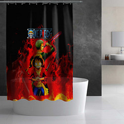 Шторка для душа Зоро и Луффи в огне One Piece, цвет: 3D-принт — фото 2