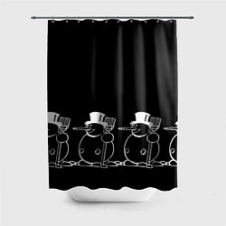Шторка для душа Снеговик на черном фоне, цвет: 3D-принт