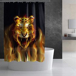 Шторка для душа Тигр В Пламени, цвет: 3D-принт — фото 2
