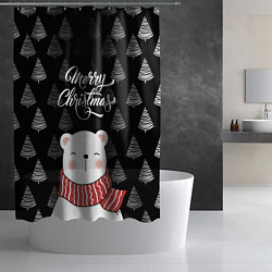 Шторка для душа MERRY CHRISTMAS BEARS, цвет: 3D-принт — фото 2