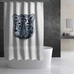 Шторка для душа Взгляд белого тигра, цвет: 3D-принт — фото 2