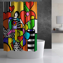 Шторка для душа Romero Britto - valentines day, цвет: 3D-принт — фото 2