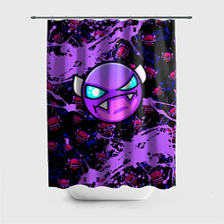 Шторка для душа Геометри Дэш фиолетовый Geometry Dash, цвет: 3D-принт