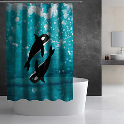 Шторка для душа Кит косатка в океане, цвет: 3D-принт — фото 2